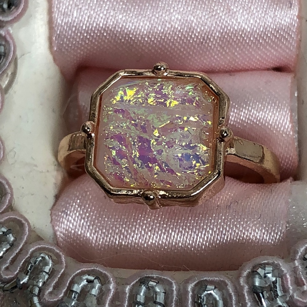 Pink faceted stone ring